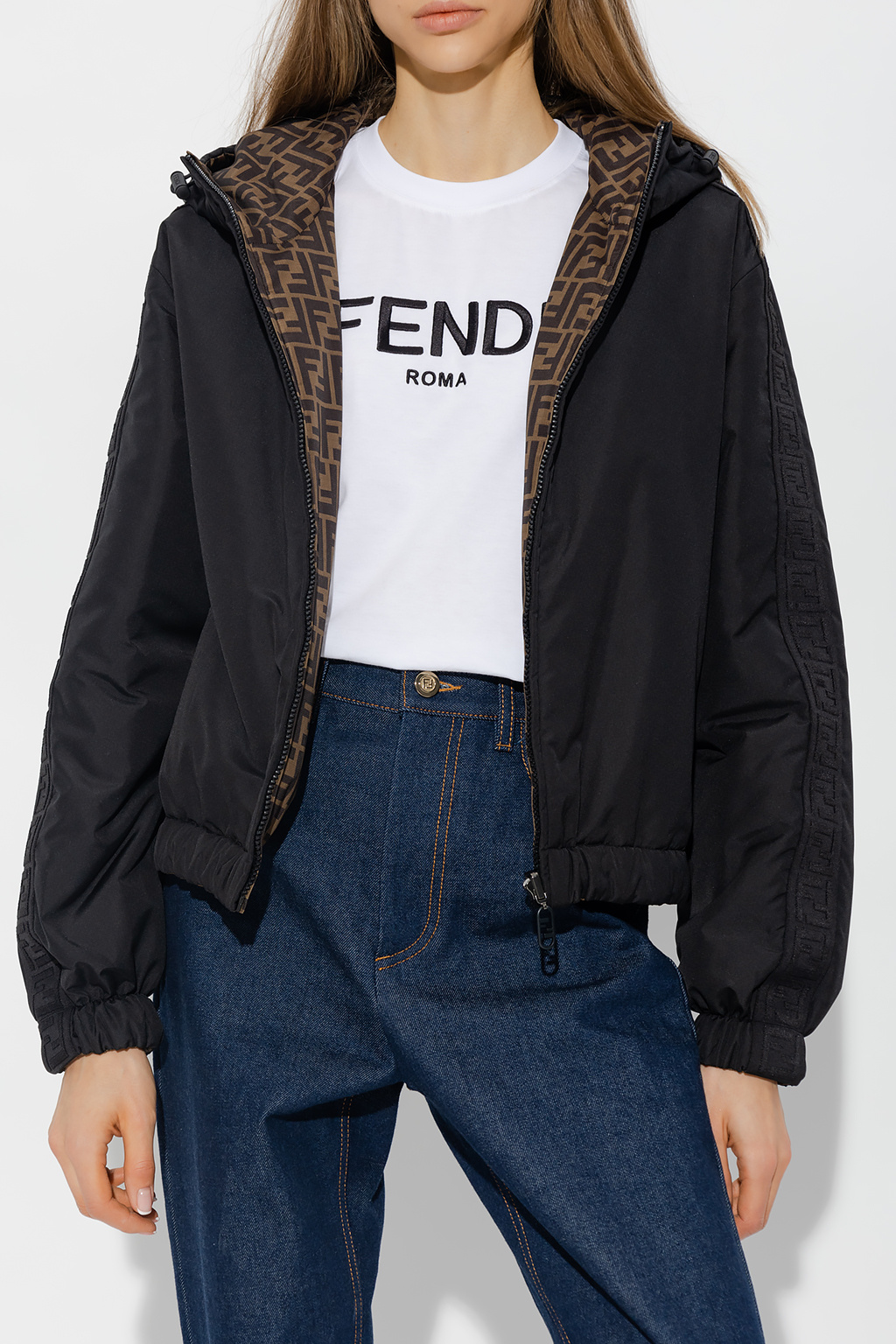 Fendi coat fur hood best sale